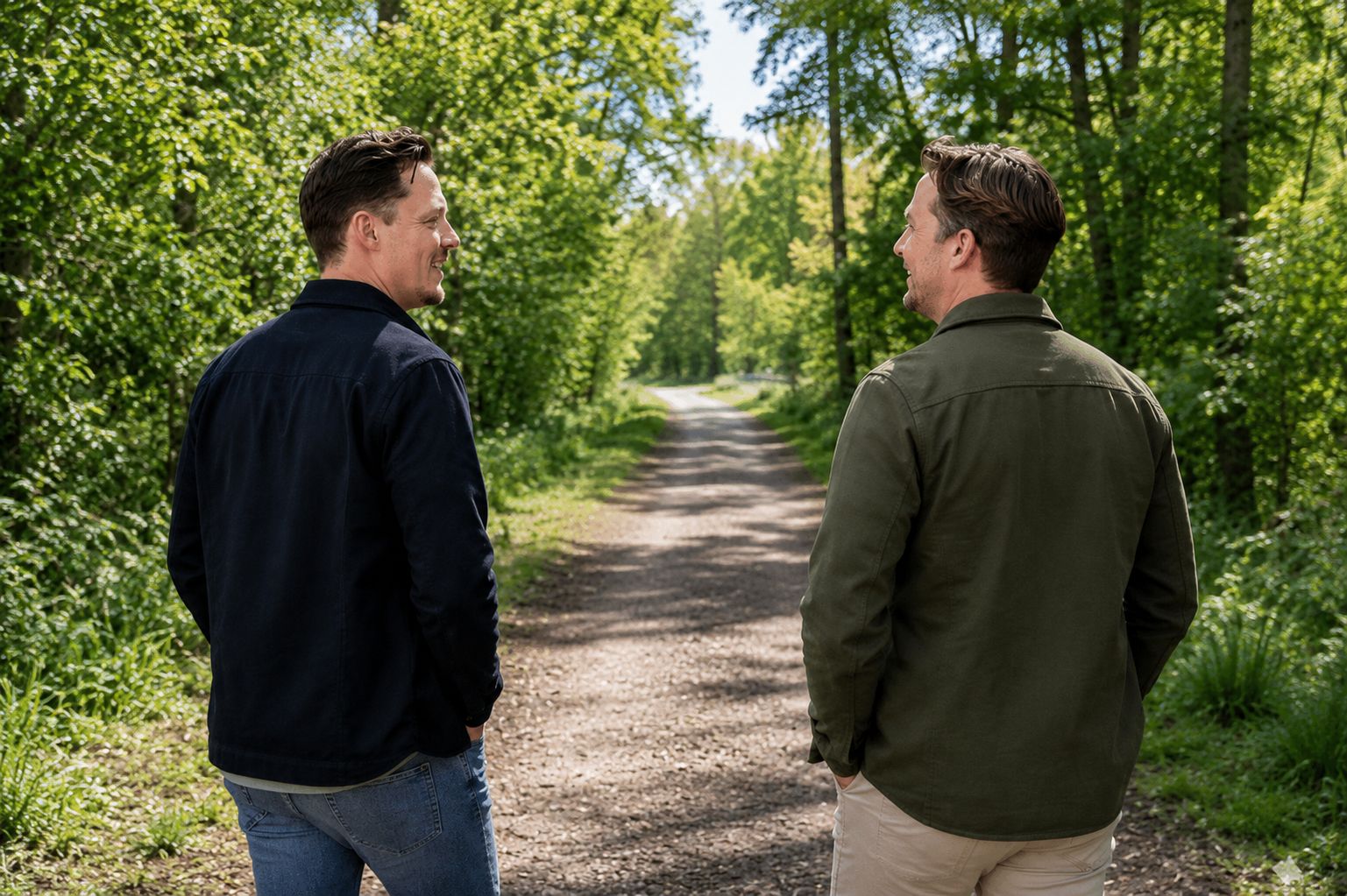 Wouter van Breemen tijdens een coachgesprek, wandelend in de natuur